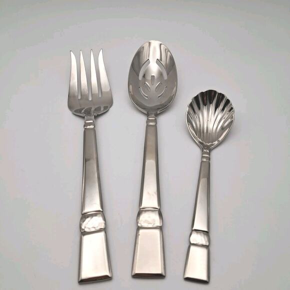 Gorham Madera Hammered Accent 3 Piece Serving Set Stainless 18/8 Flatware READ - Picture 1 of 2